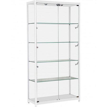 Amko KDLC1000-WH Rectangular Aluminum Frame Showcase Display Case, White KDLC1000/WH